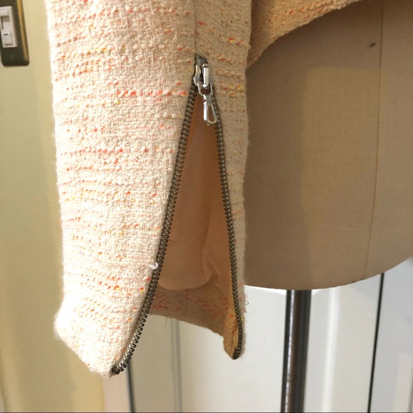 NEW Zara Biker Zip Pockets Lined Jacket Coat Blazer Size XL Cream Color - Picture 7 of 12